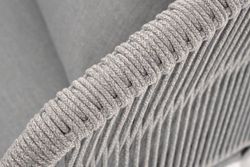 "Милан" диван 2-местный плетеный из роупа, каркас алюминий светло-серый (RAL7035) муар, роуп серый меланж круглый, ткань светло-серая