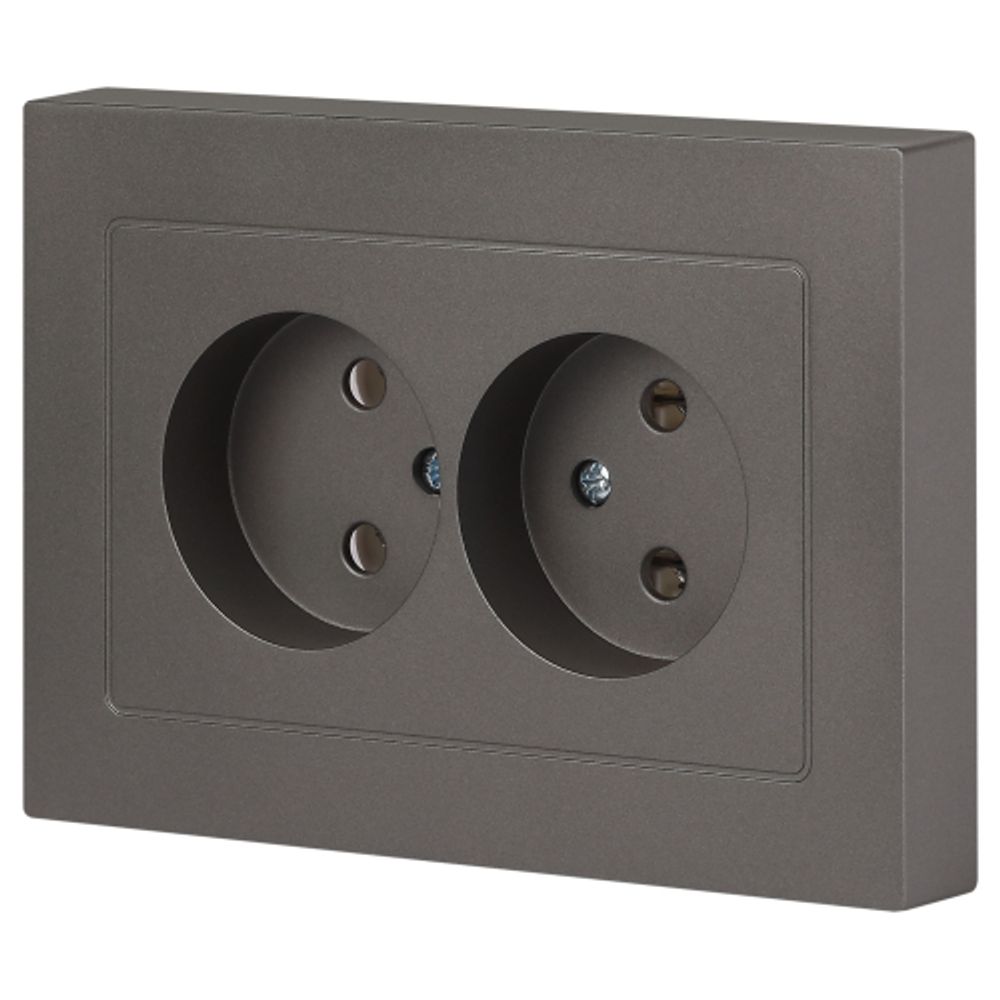 Розетка Intro Accent 6-204-09 2х2P, 16А-250В, IP20, СУ, AL/CU, титан | Intro