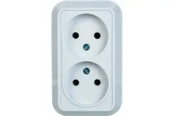 Розетка Makel Siva Ustu двойная без заземления накладная белый 15061