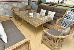 "Гляссе" диван трехместный из искусственного ротанга, цвет соломенный