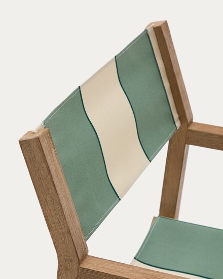 Уличный cкладной стул Vilara в зелёно-бежевую полоску из акации