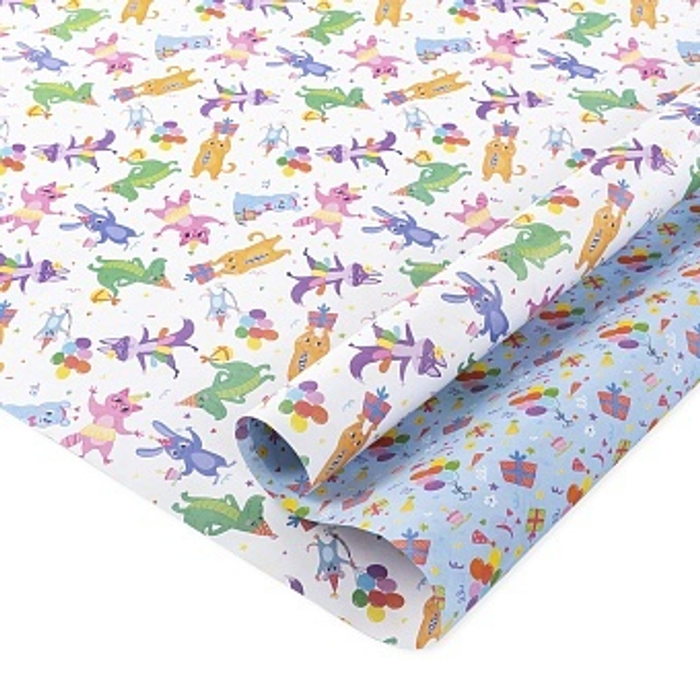 Упаковочная бумага 80гр (0,7*1 м) Праздник у зверят 2 ст.