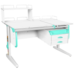 Растущая парта СУТ 25 с задними полками СУТ.15.210 и СУТ.15.240 и навесной тумбой (1200×880 мм)