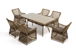 "Латте" обеденная группа плетеная, цвет соломенный