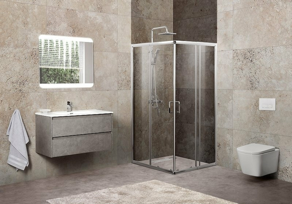 Душевой уголок BelBagno Unique 90х90 UNIQUE-A-2-75/90-P-Cr профиль Хром стекло рифленое
