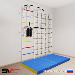 Шведская стенка Sv Sport 57340 (Турник стандарт/Брусья/Трапеция/Мат 2м/Канатный лаз)