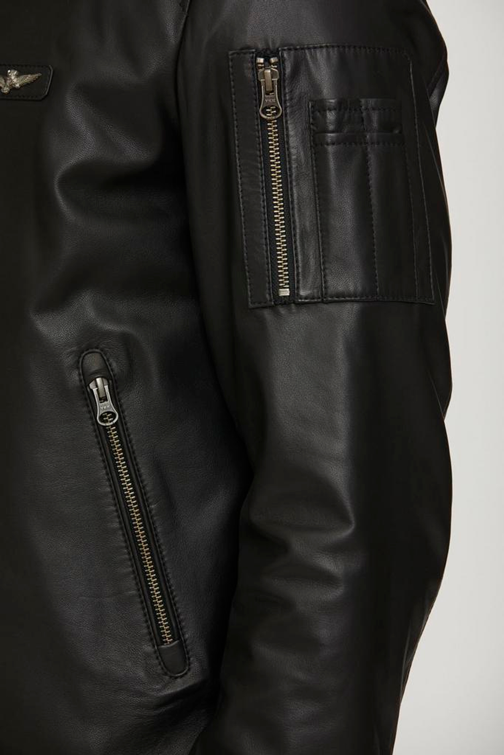 Куртка кожа муж. AERONAUTICA 5023 черный