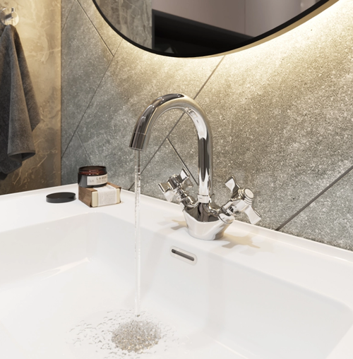 Смеситель для умывальника 1/2 кер. MIXLINE ML30-042 "Classic" высокий излив