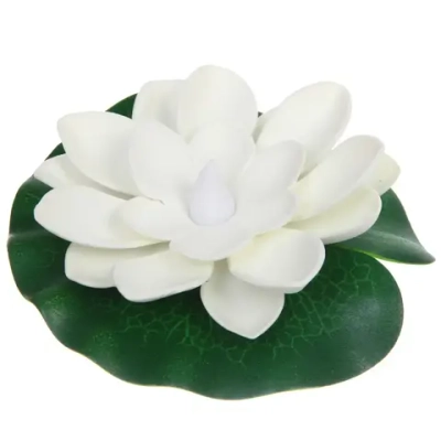 Растение водоплавающее «Кувшинка» d-10 см от контакта с водой, белый с подсветкой (RGB)