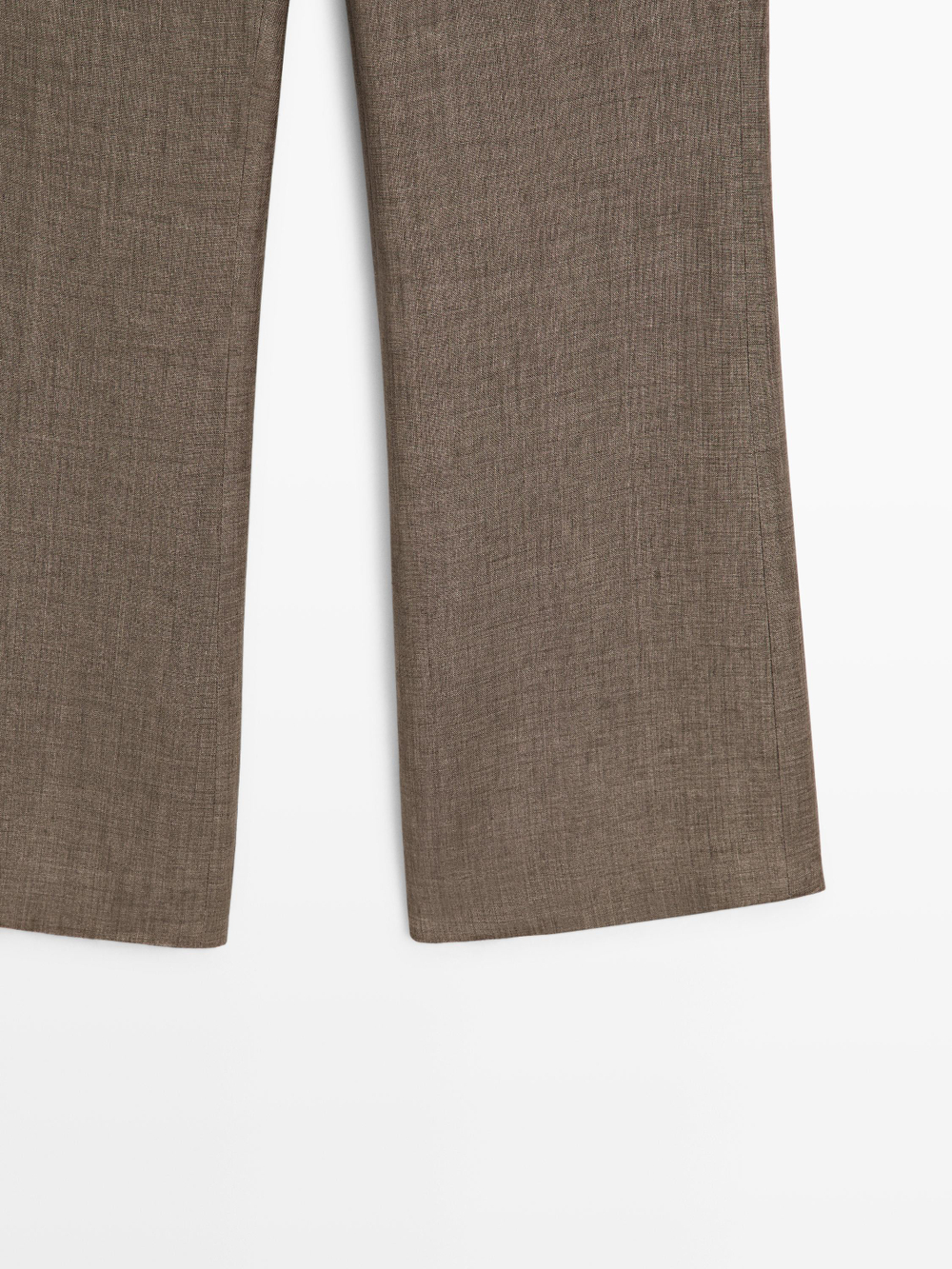 Massimo Dutti Укороченные брюки клеш из льна, кротово-коричневый