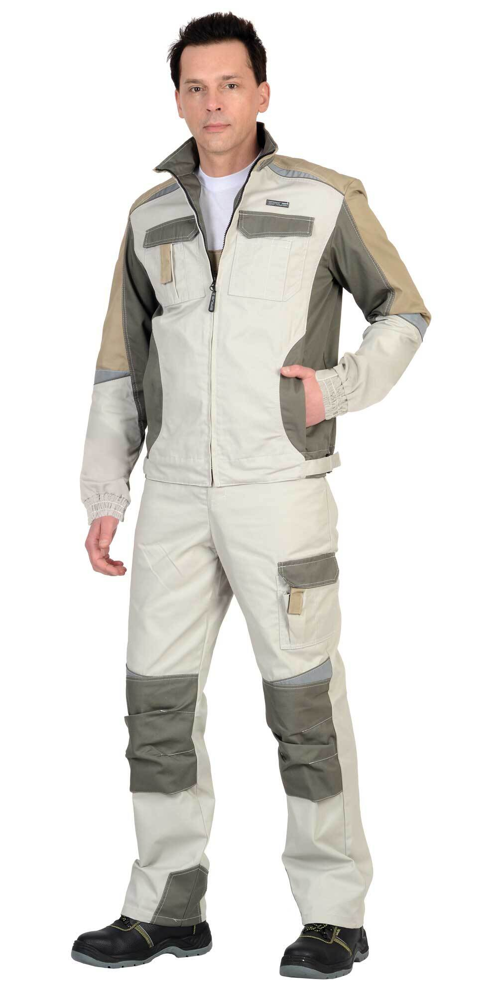 Костюм СИРИУС-КАСПИЙ куртка, п/к, молочный с оливой, песочным и СОП