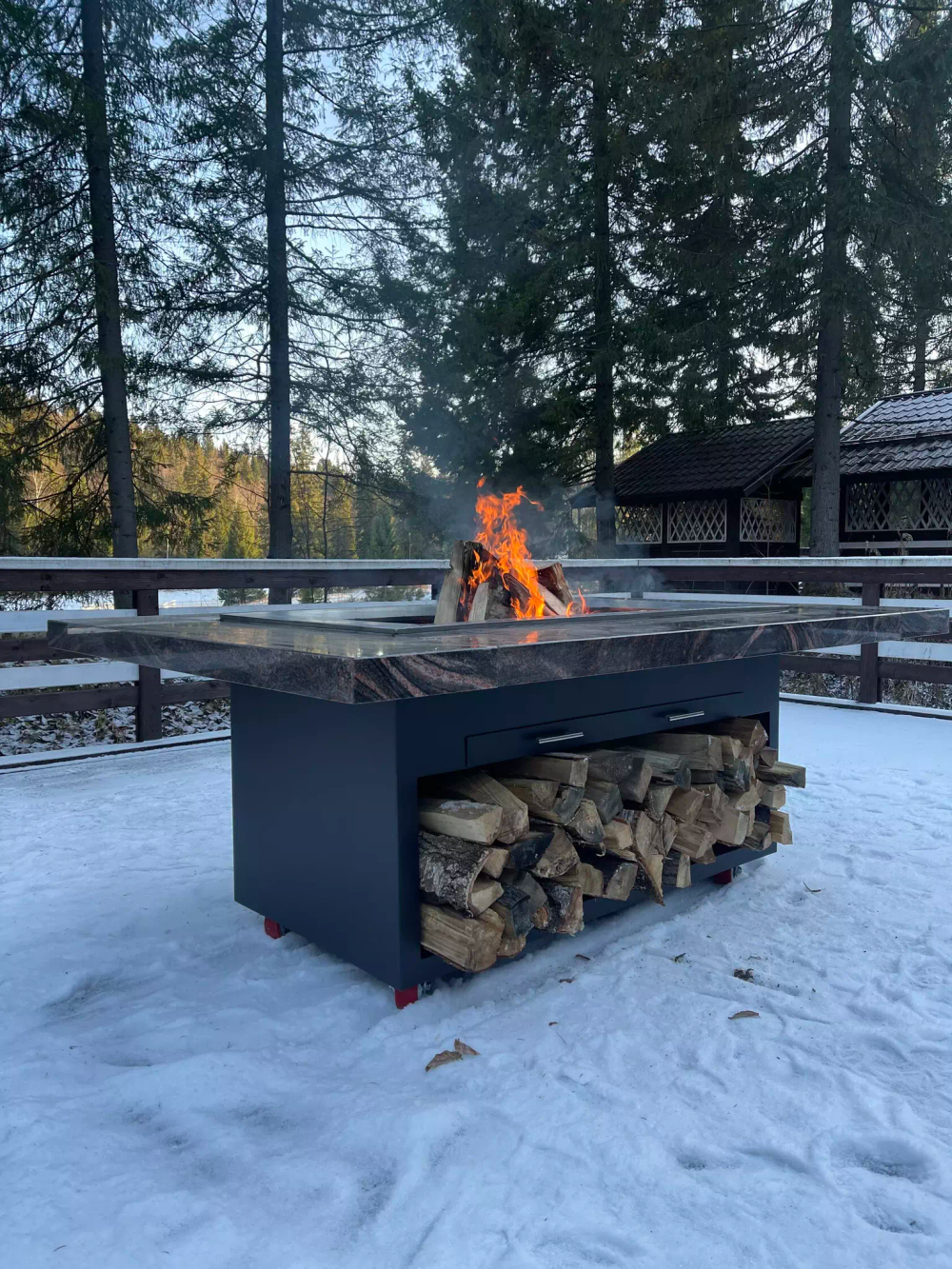Дровяной гриль-стол Elbrus Grill Монблан PRO 2160 (столешница 2800x1400 мм)