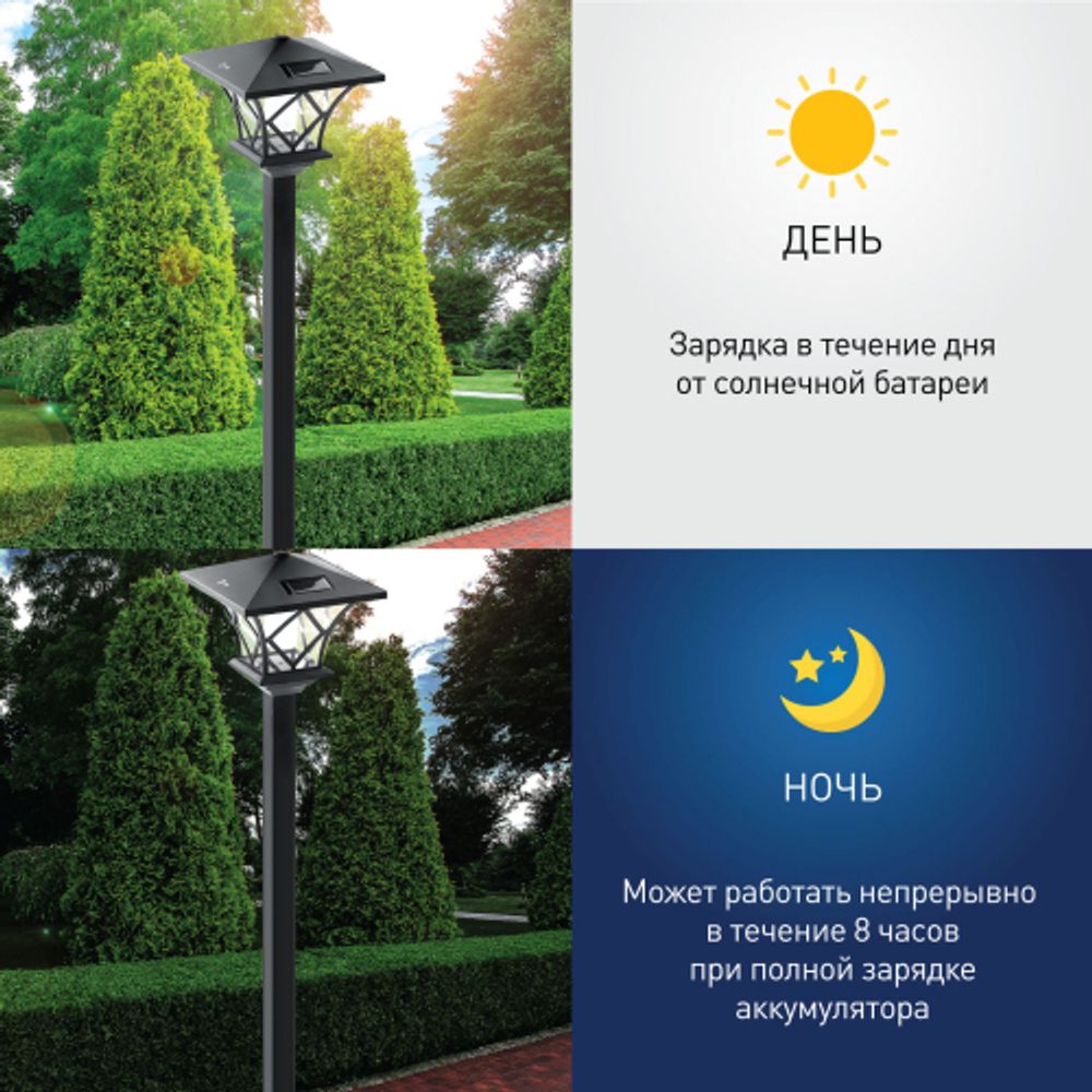 SL-PL155-PST ЭРА Садовый светильник на солнечной батарее, пластик, черный, 155 см