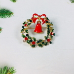 Брошь «Рождественское чудо - Новогодний венок», d-3см