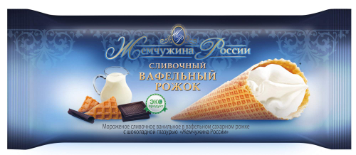 Морож Жемчужина России рожок слив 110гр 20 шт/кор ФС