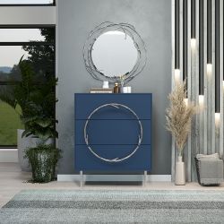 Комод Арт Колор matte Стайл Сильвер с 3 ящиками Королевский синий матовый