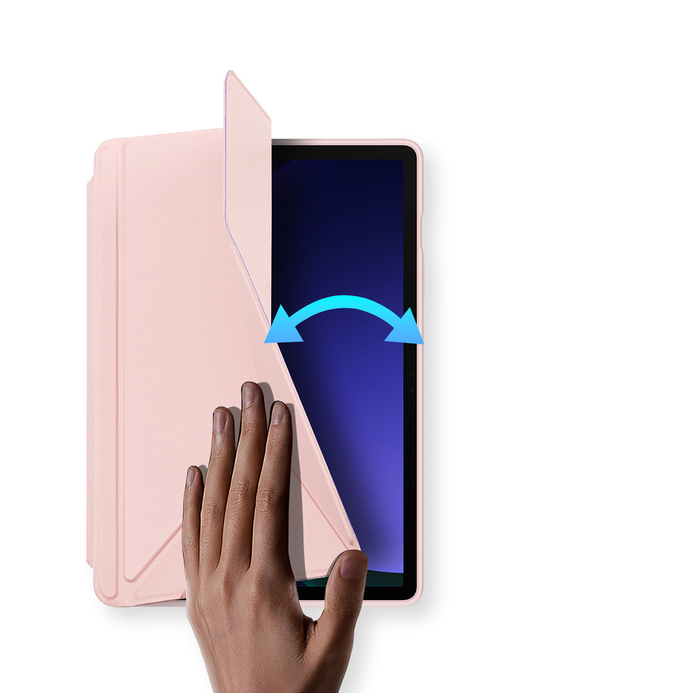 Чехол книжка розового цвета от Dux Ducis для Samsung Galaxy Tab S9, Tab S9 FE и Tab S10 FE, серия Magi Series Case, с держателем Pencil и функцией автоматического перехода в спящий режим