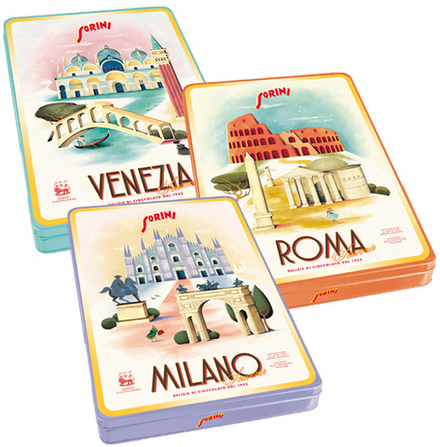 Конфеты Sorini Meraviglie d'Italia из молочного шоколада с начинкой крем капучино ж/б 198г