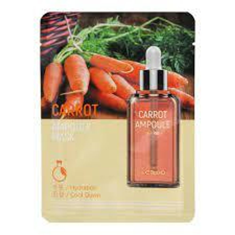 Тканевая ампульная маска для лица с экстрактом моркови DR.CELLIO Carrot Ampoule Mask