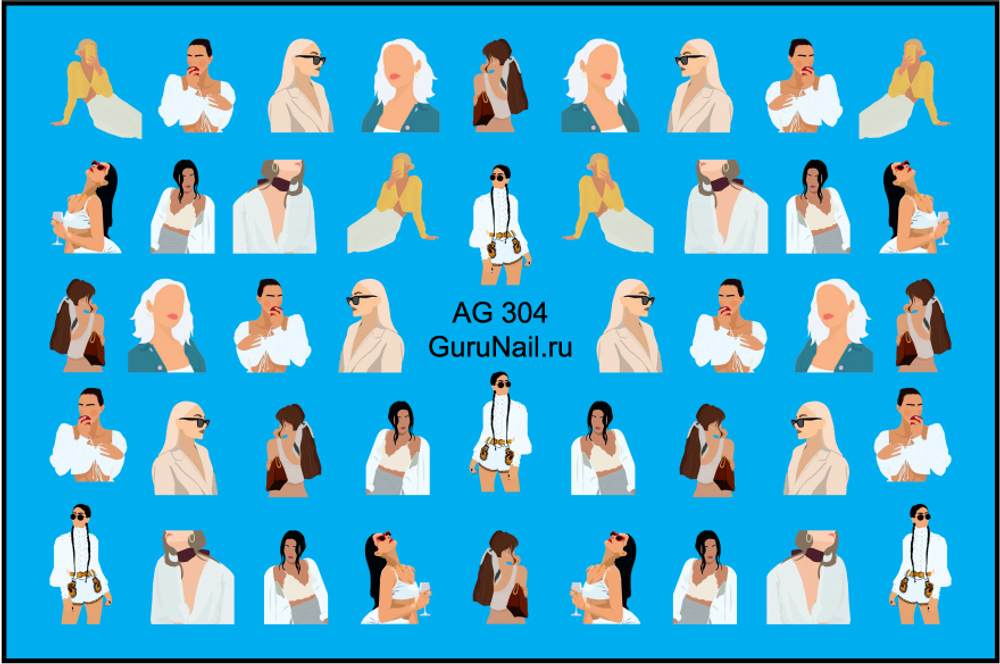 Gurunail Слайдер-дизайн аэрография 304 Девушки