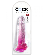 Розовый фаллоимитатор с мошонкой на присоске 8’’ Cock with Balls - 22,2 см. (Цвет: розовый)