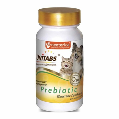 Витамины для улучшения обмена веществ для кошек и собак (Unitabs Prebiotic) 100 таб