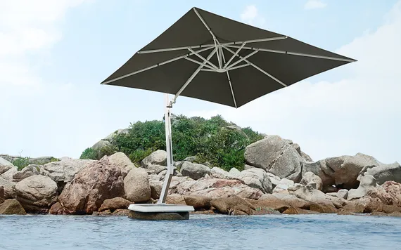 Зонт профессиональный Wing 3х3 м, тик, тортора. База и светильник в комплекте