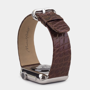 Ремешок для Apple Watch 44/45/46 mm из кожи аллигатора, коричневого цвета