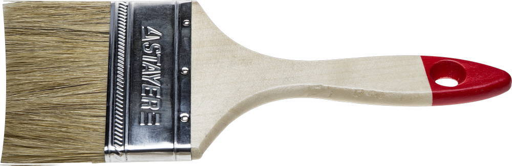 Кисть плоская STAYER ″UNIVERSAL-STANDARD″, светлая натуральная щетина, деревянная ручка, 75мм