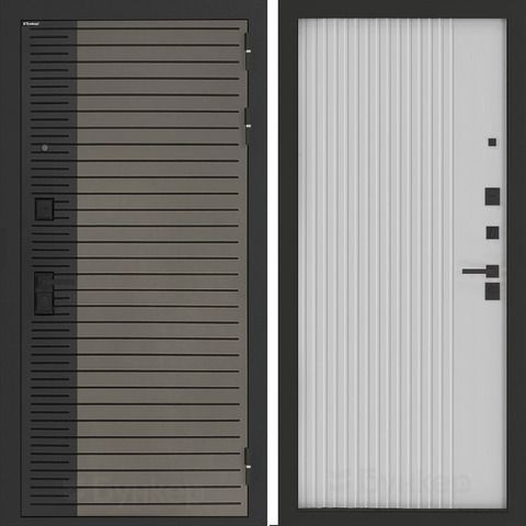 Входная металлическая дверь 1527Бункер HIT Хит B-15 Веллюто кофе / Хомс Белый софт рельеф