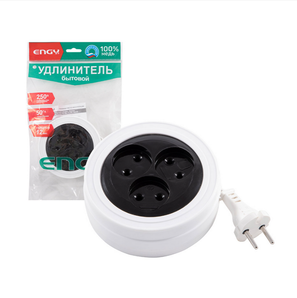 Удлинитель сетевой Engy P16-008 "Рулетка" 3 роз/5м.
