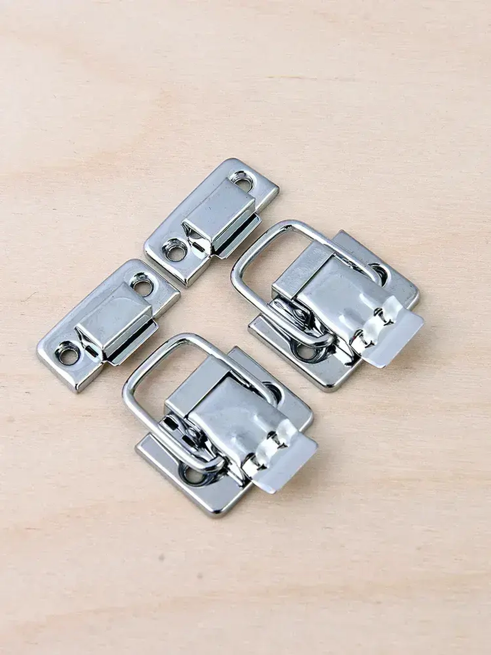 Замок чемоданный H-001 (2шт) ХРОМ, замок защёлка, замок лягушка, замок хромированный