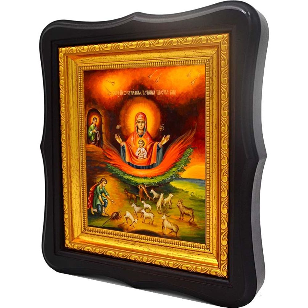 Неопалимая Купина - несгораемый куст. Икона на холсте.
