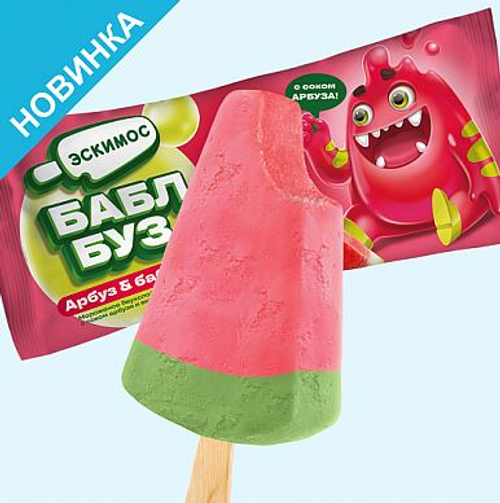 Мороженое эскимо "Бабл Буз" Арбуз/Бабл-Гам 60г