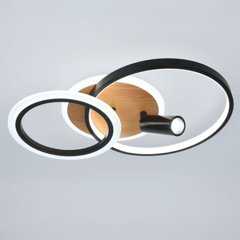 Светильник потолочный светодиодный ЭРА Модерн Rondo CLL-1 85W 3K-6,5K RC BK с ДУ черный-дерево