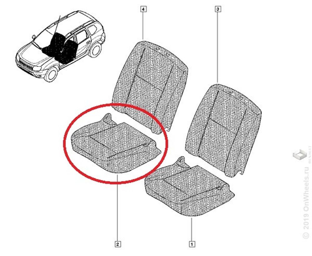 Чехол на сиденье Renault Duster перед. прав. (Renault)