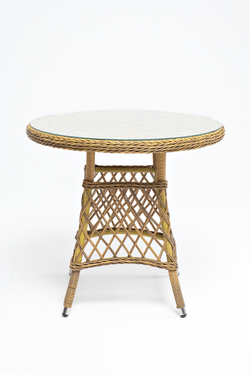 "Эспрессо" плетеный круглый стол, диаметр 80 см, цвет бежевый