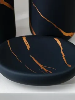 Набор аксессуаров для ванной комнаты Доляна «Зевс», 3 предмета (мыльница, дозатор для мыла, стакан), цвет синий