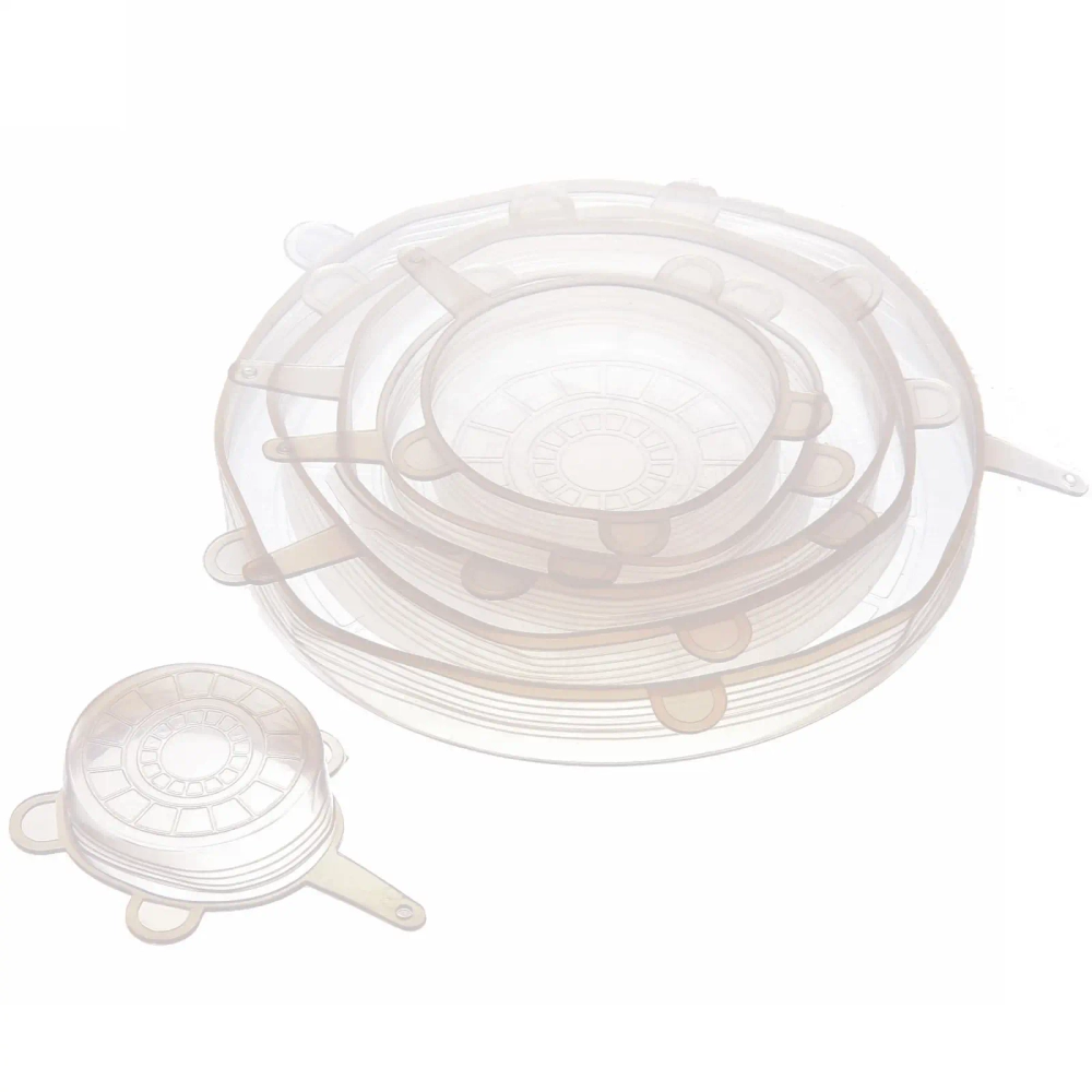 Крышка полиэтиленовая в наборе 6шт (20см.15см,13,5см,10см,8см,6см) прозрачная