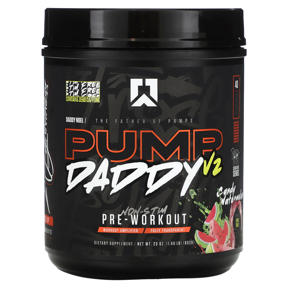 RYSE, Pump Dummy V2, предтренировочный комплекс без стимуляторов, со вкусом арбуза, 652 г (1,44 фунта)