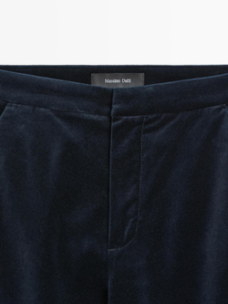Massimo Dutti Расклешенные бархатные брюки, чернильно-синий