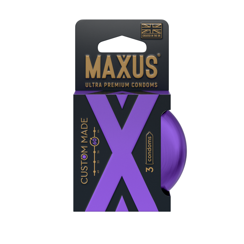 Увеличенные презервативы MAXUS Custom Made 60 с железным кейсом, 3 шт