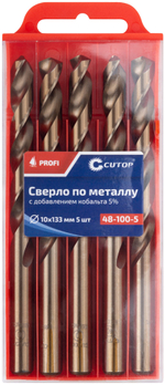 Сверло по металлу Cutop Profi с кобальтом 5%, 10 x 133 мм (5 шт) 48-100-5