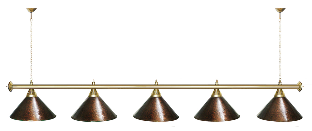 Лампа STARTBILLIARDS 5 пл. (плафоны зеленые,штанга золотая,фурнитура золото)