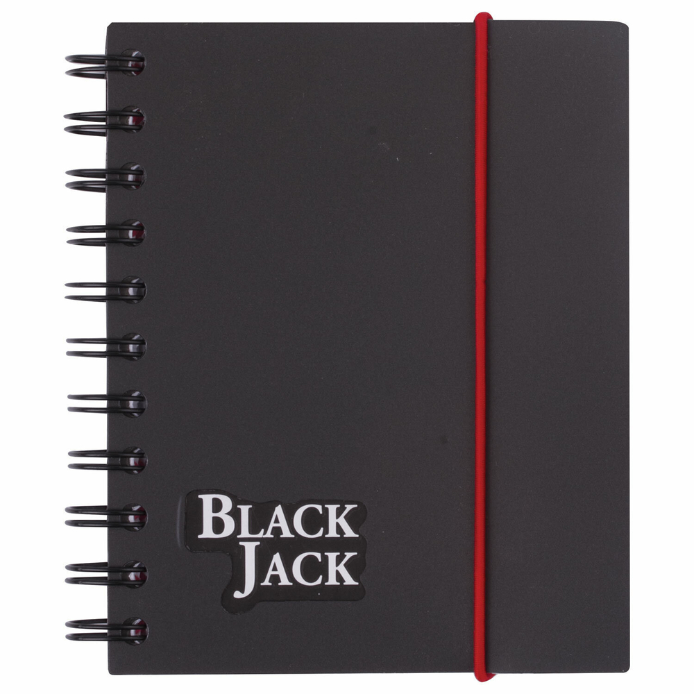 Блокнот малый ФОРМАТ А6 105х148 мм 150 л. гребень пластик клетка BRAUBERG "Black Jack" (2 штуки в упаковке)