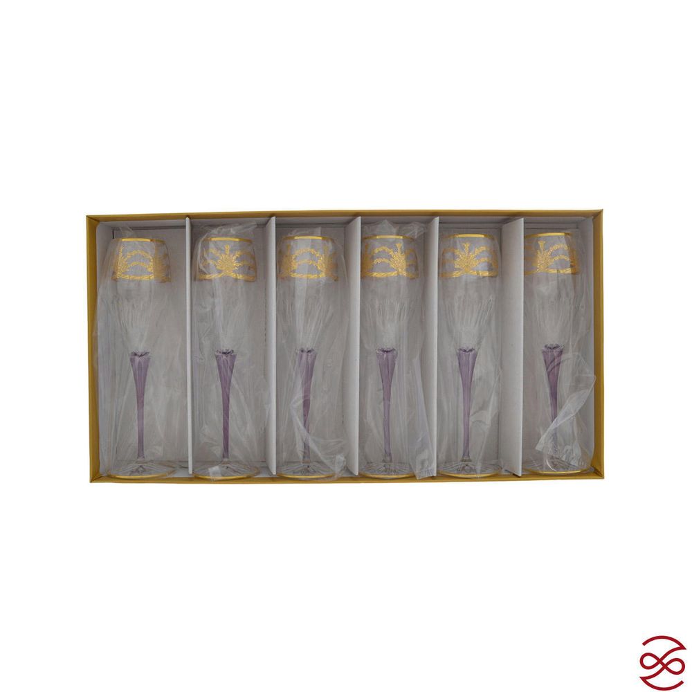 Набор фужеров для шампанского TIMON Violet/Gold (6 шт) 280 мл