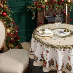 СКАТЕРТЬ КРУГЛАЯ "ЩЕЛКУНЧИК" ,150СМ , БЕЖЕВЫЙ ,100% ХЛОПОК , ТВИЛ