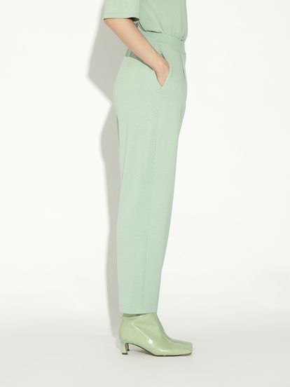 Женские брюки ментолового цвета из шелка и кашемира - фото 5
