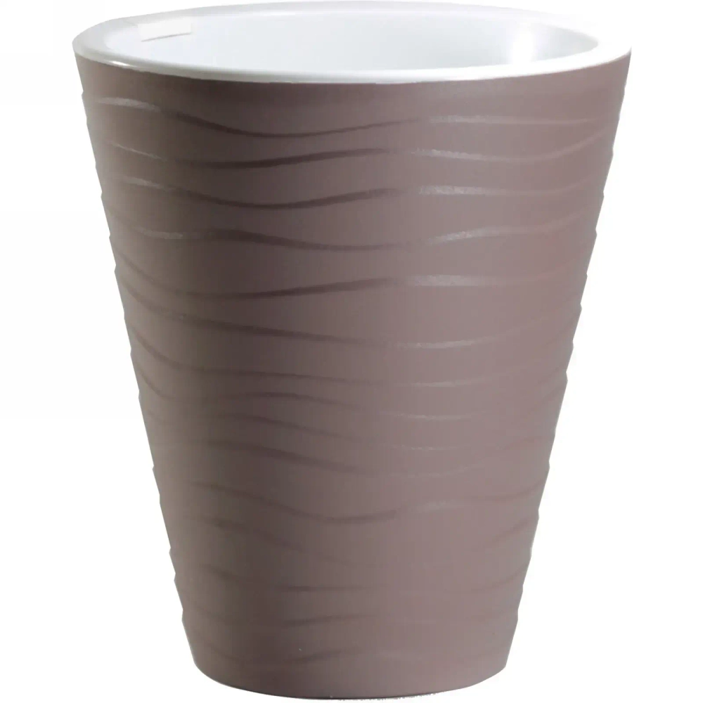 Кашпо для цветов пластиковое 5,2л d-21,5см «Валенсия» со вставкой мокко