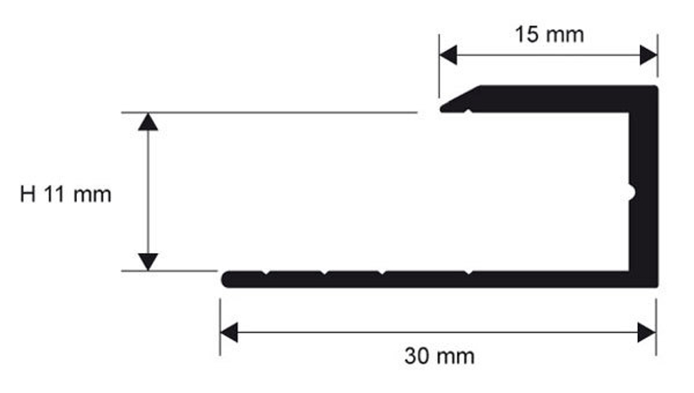 Радиусные, гнутые профили/пороги Progress Profiles Terminal curve PINTAACV 11 для напольных покрытий из ламината, паркета, керамогранита, ковролина, линолеума